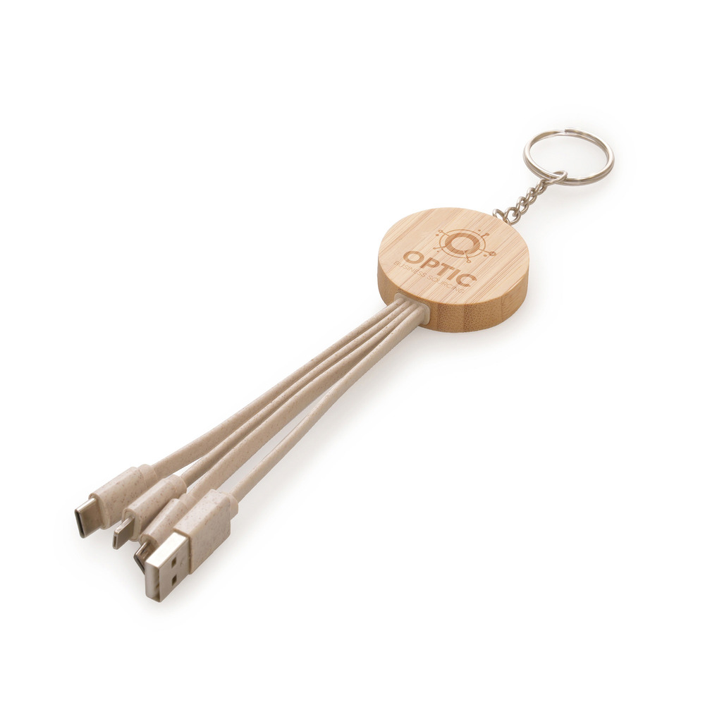 Round Bamboo and Wheat Straw Charger Keyring
